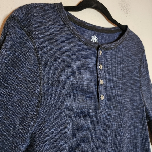 Rock and Republic XL Tall Navy Blue Long Sleeve Henley Shirt - Picture 2 of 15